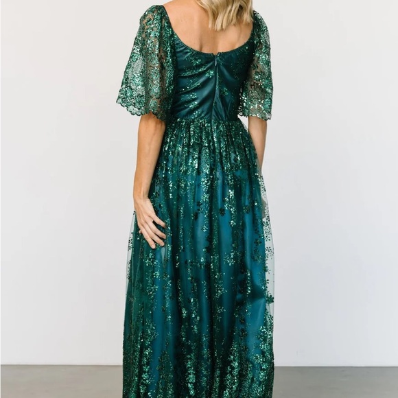 NWT Baltic Born Genevieve Glitter Maxi Dress Emerald - Picture 4 of 5
